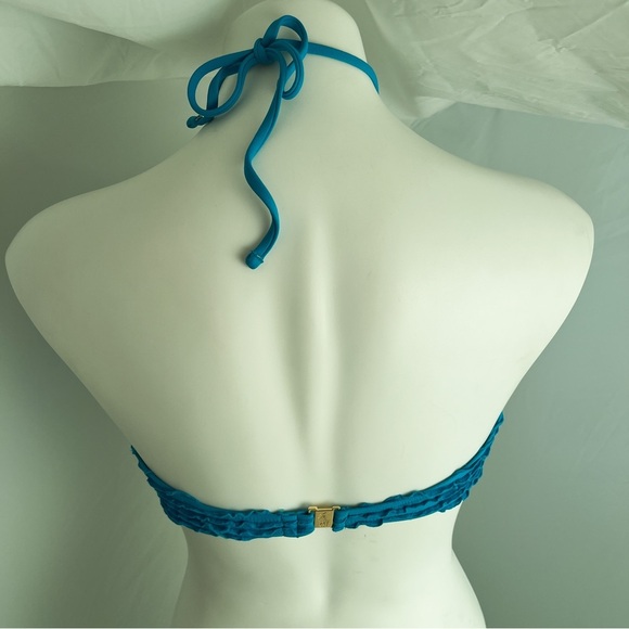 Ralph Lauren teal blue ruffle halter bikini top L - Picture 3 of 9
